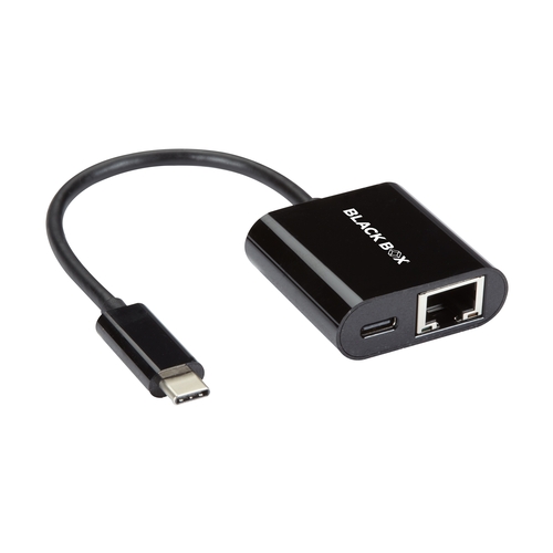 binnen poll Snor VA-USBC31-RJ45C, USB-C Adapter - USB-C to Gigabit Ethernet Adapter with  Power Delivery, 10/100/1000 Mbps, 1 Gbps, 100W (20V 5A) PD 3.0 - Black Box